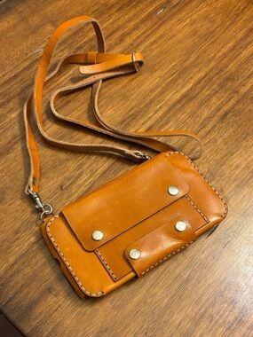 Crossbody Phone Case Wallet natural leather Samsung iPhone